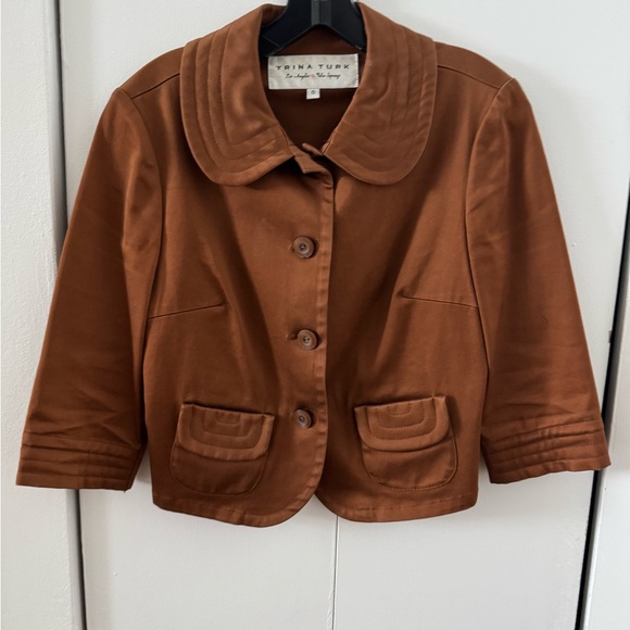 Trina Turk 3/4 sleeve Brown Cropped Jacket - Picture 1 of 2